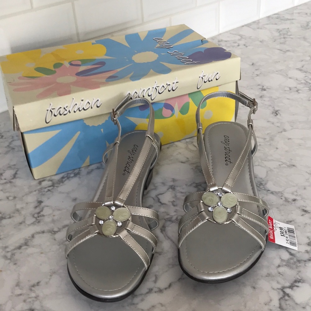 Silver Strap Sandals by Easy Street.  New in Box